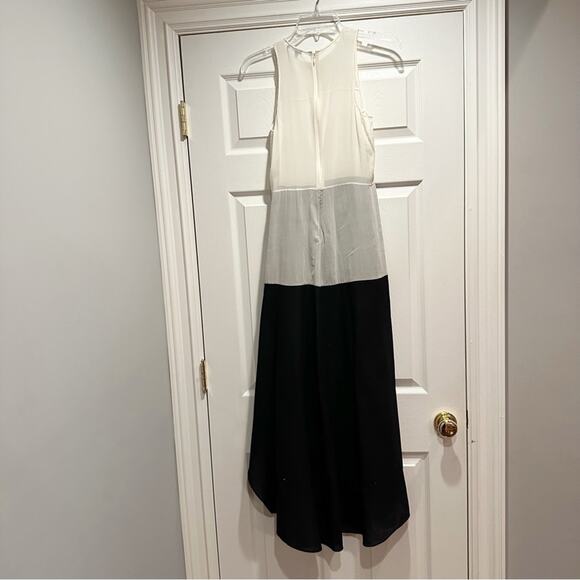 Theory Silk Dolie Colorblock High-Low Maxi Long Minimalist Evening Dress Size 2 - Picture 4 of 15